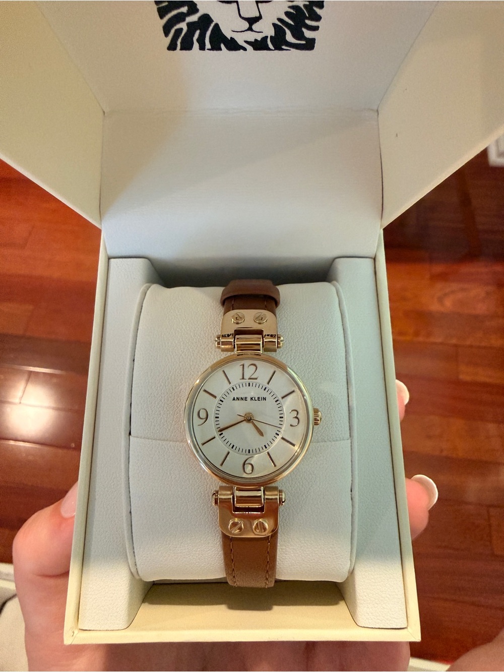 Anne Klein Gold-Tone Case Brown Leather Strap Women's Watch